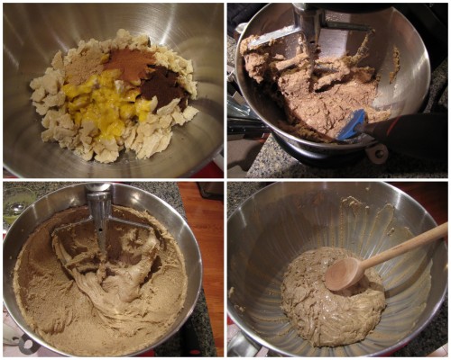 Mixing dough can be a rough ride, chop Pre-dough into small pieces to make mixing easier. Image #2 is dough after 3 minutes of mixing, image #3 is dough after 6 minutes of mixing. Dough will be very sticky. 